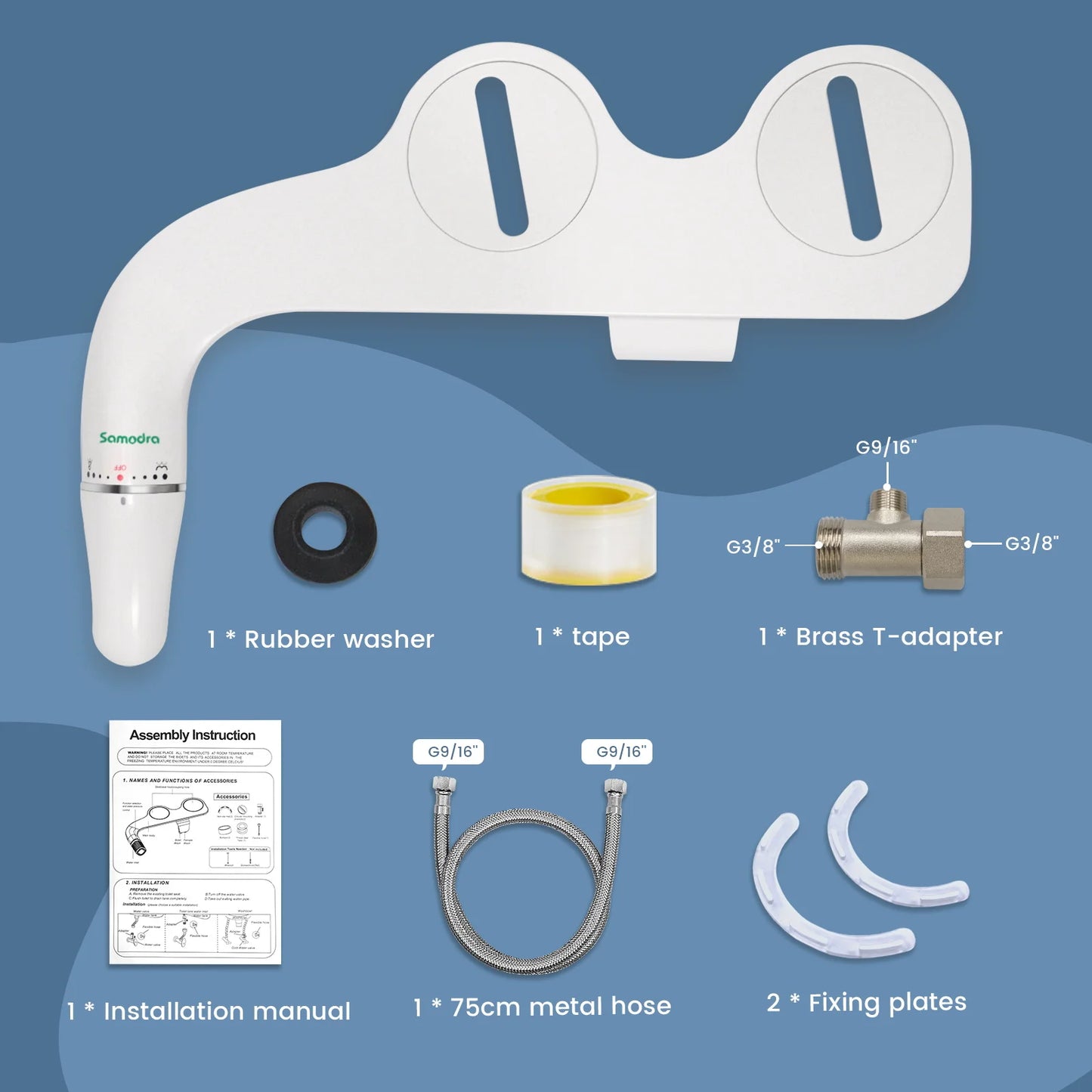 Slim Bidet Attachment for Toilet Seat - Dual Nozzle, Adjustable Water Pressure